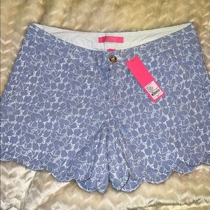NWT Lilly Pulitzer Buttercup Short in Blue Eyelet Size 8